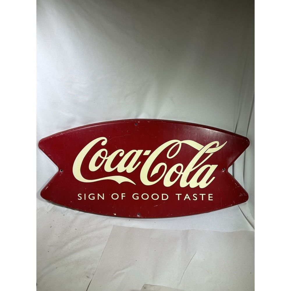 Vintage Coca Cola Tacker Metal Sign Sign of Good Taste Advertising Coke 24x12